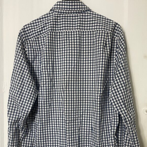 NAUTICA Navy Blue‎ White Plaid Long-Sleeve Button-Down Shirt Mens Large - Picture 2 of 5